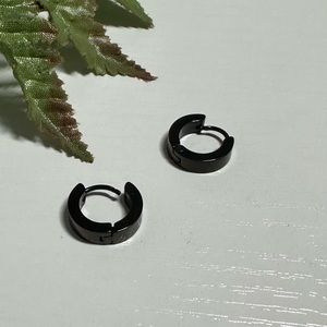Jet Black Hoop Earrings